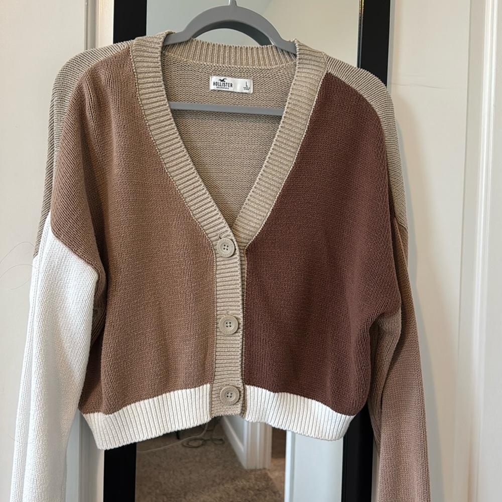 Cropped color block cardigan